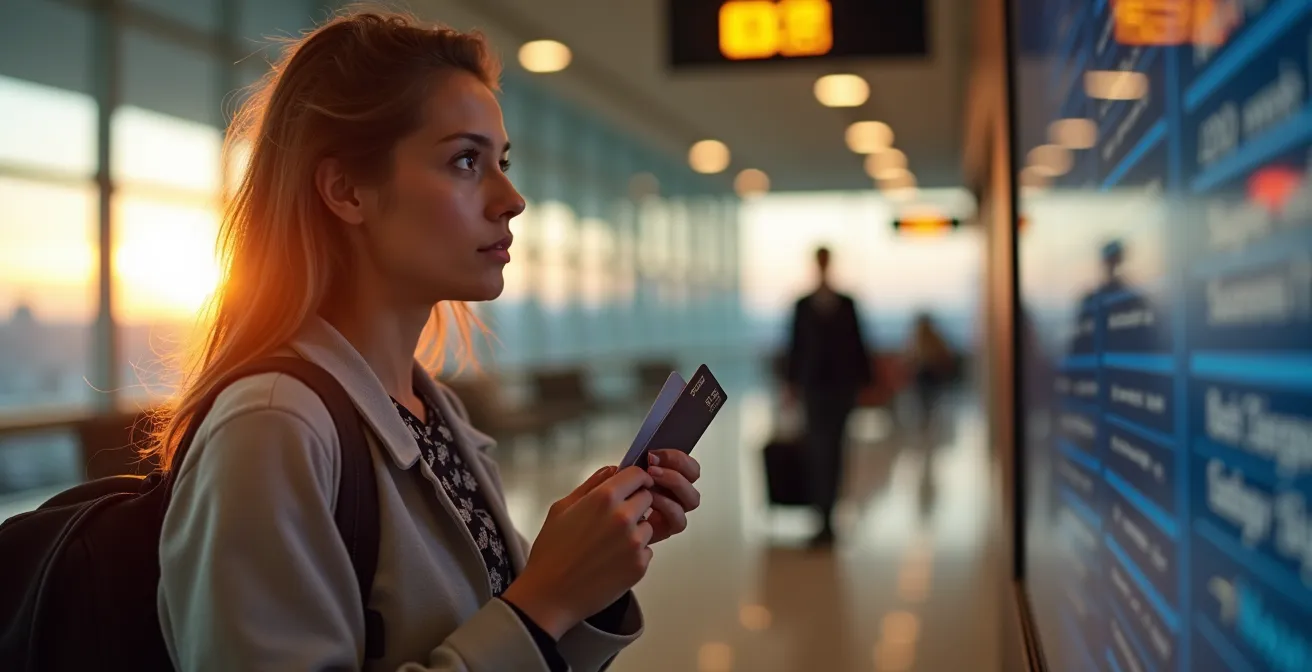 Composizione visiva del confronto tra banking digitale e tradizionale per viaggiatori