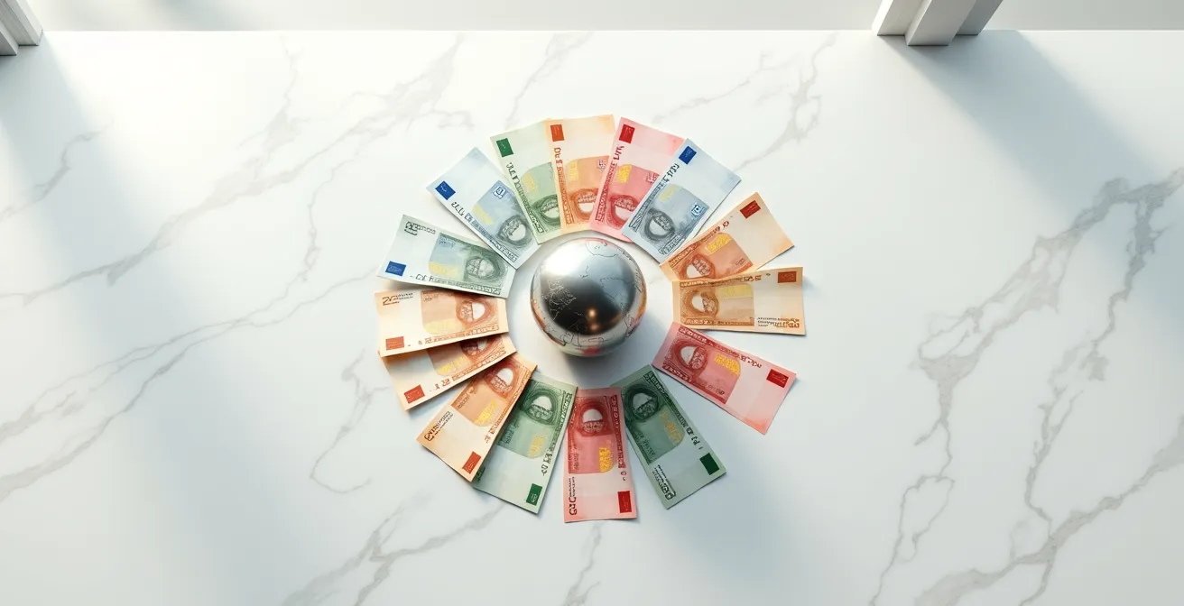 Rappresentazione visiva della diversificazione valutaria nei mercati emergenti