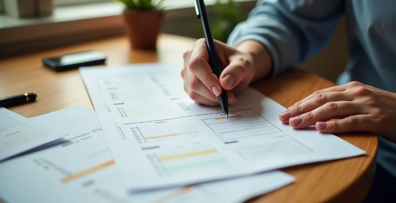 Mani che organizzano documenti importanti per la pianificazione successoria