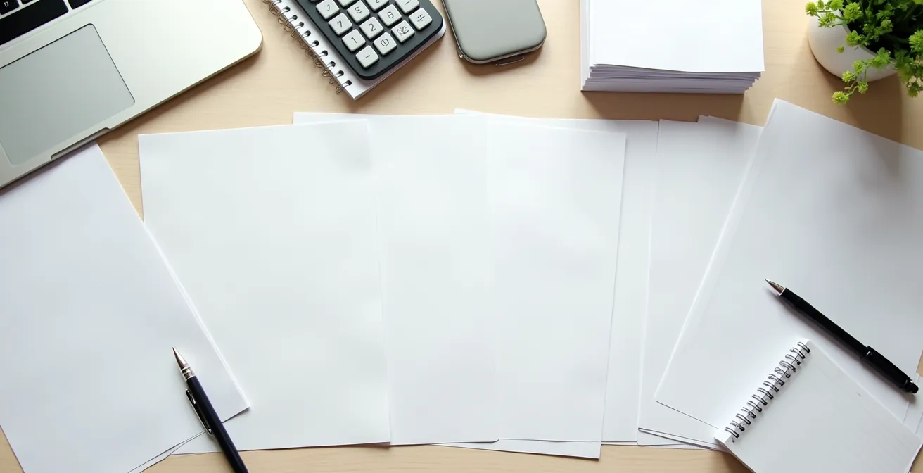 Vista dall'alto di documenti finanziari organizzati su scrivania